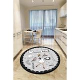 Rugviva Kaymaz Tabanlı Makinede Yıkanabilir Chef Yuvarlak Mutfak Halısı Ar427, Gri, 100 X 100