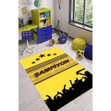 Rugviva Kaymaz Tabanlı Makinede Yıkanabilir Çocuk Halısı Kd104 Taraftar, Sarı, 100 X 200