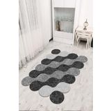 Rugviva Kaymaz Tabanlı Makinede Yıkanabilir Halı Rv316 Lazer, Siyah, 100 X 200