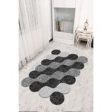 Rugviva Kaymaz Tabanlı Makinede Yıkanabilir Halı Rv316 Lazer, Siyah, 120 X 180