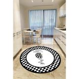 Rugviva Kaymaz Tabanlı Makinede Yıkanabilir Home Yuvarlak Mutfak Halısı Ar419, Siyah, 80 X 80