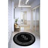 Rugviva Kaymaz Tabanlı Makinede Yıkanabilir Iskandinav Yuvarlak Halı Ar408, Siyah, 100 X 100