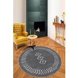 Rugviva Kaymaz Tabanlı Makinede Yıkanabilir Iskandinav Yuvarlak Halı Ar410, Gri, 120 X 120