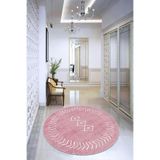 Rugviva Kaymaz Tabanlı Makinede Yıkanabilir Iskandinav Yuvarlak Halı Ar411, Pembe, 160 X 160