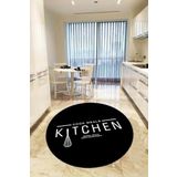 Rugviva Kaymaz Tabanlı Makinede Yıkanabilir Kitchen Yuvarlak Mutfak Halısı Ar428, Siyah, 80 X 80