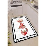 Rugviva Kaymaz Tabanlı Makinede Yıkanabilir Modern Mutfak Halısı Ar341, Beyaz, 100 X 200