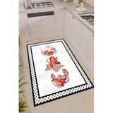 Rugviva Kaymaz Tabanlı Makinede Yıkanabilir Modern Mutfak Halısı Ar341, Beyaz, 80 X 120