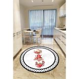 Rugviva Kaymaz Tabanlı Makinede Yıkanabilir Modern Yuvarlak Mutfak Halısı Ar422, Ekru, 160 X 160