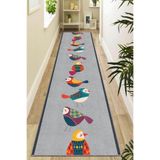 Rugviva Kaymaz Tabanlı Makinede Yıkanabilir Papağanlı Kesme Rulo Yolluk Ar467, Gri, 80 X 130