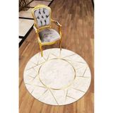 Rugviva Kaymaz Tabanlı Makinede Yıkanabilir Prizma Yuvarlak Halı Ar396, Bej, 100 X 100