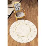 Rugviva Kaymaz Tabanlı Makinede Yıkanabilir Prizma Yuvarlak Halı Ar396, Bej, 80 X 80