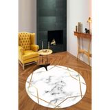 Rugviva Kaymaz Tabanlı Makinede Yıkanabilir Star Yuvarlak Halı Ar407, Altın, 120 X 120