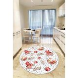 Rugviva Kaymaz Tabanlı Makinede Yıkanabilir Tea Yuvarlak Mutfak Halısı Ar438, Ekru, 80 X 80