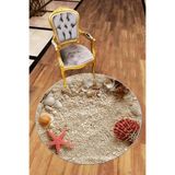Rugviva Kaymaz Tabanlı Makinede Yıkanabilir Yuvarlak Halı Ar418, Bej, 120 X 120