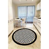 Rugviva Kaymaz Tabanlı Makinede Yıkanabilir Yuvarlak Mutfak Halısı Ar433, Siyah-Daire, 80 X 80