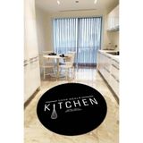 Rugviva Kaymaz Tabanlı Makinede Yıkanan Yuvarlak Mutfak Halısı Ar428, Siyah-Daire, 100 X 100