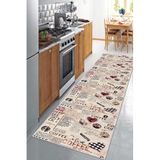 Rugviva Kaymaz Tabanlı Makinede Yıkanır Kesme Rulo Yolluk Mutfak Ar338, Bej, 80 X 240