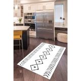Rugviva Kaymaz Tabanlı Makinede Yıkanır Modern Mutfak Halısı Morocco Ar358, Beyaz, 80 X 120