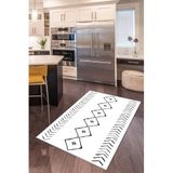 Rugviva Kaymaz Tabanlı Makinede Yıkanır Modern Mutfak Halısı Morocco Ar358, Beyaz, 80 X 180