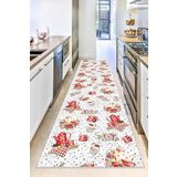 Rugviva Kaymaz Tabanlı Makinede Yıkanır Mutfak Halısı Kesme Rulo Yolluk, Pembe, 100 X 140