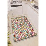 Rugviva Kaymaz Tabanlı Yıkanabilir Modern Mutfak Halısı Rainbow Ar400, Yeşil, 100 X 200