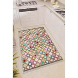 Rugviva Kaymaz Tabanlı Yıkanabilir Modern Mutfak Halısı Rainbow Ar400, Yeşil, 80 X 180
