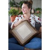 RugViva Klasik Çerçeveli Kırlent Yastık Kılıfı Premium Tay Tüyü Dokuma Kumaş Çift Taraflı 43X43 Cm KRL342 - 43 x 43 cm - Siyah