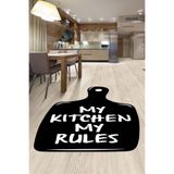 Rugviva Lazer Kesim Kaymaz Tabanlı Makinede Yıkanabilir Mutfak Halısı Mt21, Siyah, 100 X 200