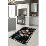 Rugviva Makinede Yıkanabilen Kaymaz Tabanlı Mutfak Halısı Ar003, Siyah, 100 X 200