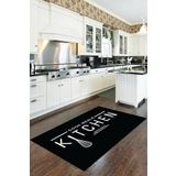 Rugviva Makinede Yıkanabilen Kaymaz Tabanlı Mutfak Halısı Ar019, Siyah, 100 X 160