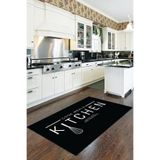 Rugviva Makinede Yıkanabilen Kaymaz Tabanlı Mutfak Halısı Ar019, Siyah, 80 X 180