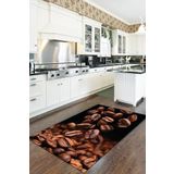 Rugviva Makinede Yıkanabilen Kaymaz Tabanlı Mutfak Halısı Ar084, Kahverengi, 80 X 180