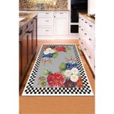 Rugviva Makinede Yıkanabilir Kaymaz Taban Modern Mutfak Halısı Ar377, Gri, 120 X 180