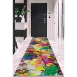 Rugviva Makinede Yıkanabilir Kaymaz Tabanlı Kesme Rulo Yolluk Yapraklar Ar456, Yeşil, 100 X 250