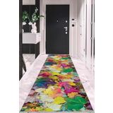 Rugviva Makinede Yıkanabilir Kaymaz Tabanlı Kesme Rulo Yolluk Yapraklar Ar456, Yeşil, 120 X 180
