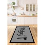 Rugviva Makinede Yıkanabilir Kaymaz Tabanlı Mutfak Halısı Ar176, Gri, 80 X 180
