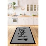 Rugviva Makinede Yıkanabilir Kaymaz Tabanlı Mutfak Halısı Ar176, Gri, 80 X 200