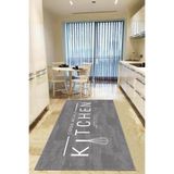 Rugviva Makinede Yıkanabilir Kaymaz Tabanlı Mutfak Halısı Ar793, Gri, 80 X 150