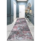 Rugviva Makinede Yıkanabilir Kaymaz Tabanlı Vintage Kesme Rulo Yolluk Ar574, Gri, 120 X 370