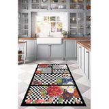 Rugviva Makinede Yıkanabilir Siyah Mutfak Halısı Modern Pathcwork Mackenzie Ar374, Siyah, 100 X 200