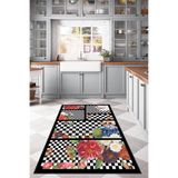 Rugviva Makinede Yıkanabilir Siyah Mutfak Halısı Modern Pathcwork Mackenzie Ar374, Siyah, 80 X 150