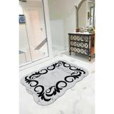 Rugviva Makinede Yıkanır Kaymaz Lazer Kesim Taban Halı Ar099, Gri, 100 X 200
