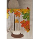 Rugviva MSO080 Dokuma Elit Kumaş 3D Çınar Yapraklı Turuncu Leke Tutmayan 140x180 cm Masa Örtüsü