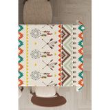 Rugviva MSO086 Dokuma Elit Kumaş Etnik Desen Krem Leke Tutmayan 140x240 cm Masa Örtüsü