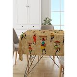 Rugviva MSO106 Dokuma Elit Kumaş Etnik Desen Bej Leke Tutmayan 140x100 cm Masa Örtüsü