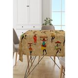 Rugviva MSO106 Dokuma Elit Kumaş Etnik Desen Bej Leke Tutmayan 140x180 cm Masa Örtüsü