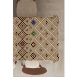 Rugviva MSO112 Dokuma Elit Kumaş Etnik Desen Vizon Leke Tutmayan 140x100 cm Masa Örtüsü