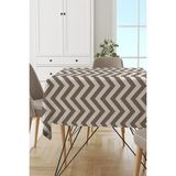 Rugviva MSO138 Dokuma Elit Kumaş Zigzag Desenli Kahverengi Leke Tutmayan 140x260 cm Masa Örtüsü