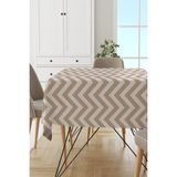Rugviva MSO139 Dokuma Elit Kumaş Zigzag Desenli Bej Leke Tutmayan 140x100 cm Masa Örtüsü