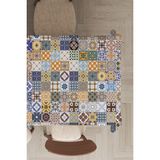 Rugviva MSO198 Dokuma Elit Kumaş Çini Desenli Renkli Leke Tutmayan 140x180 cm Masa Örtüsü